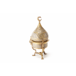 AN ISLAMIC SILVER INLAID INCENSE BURNER