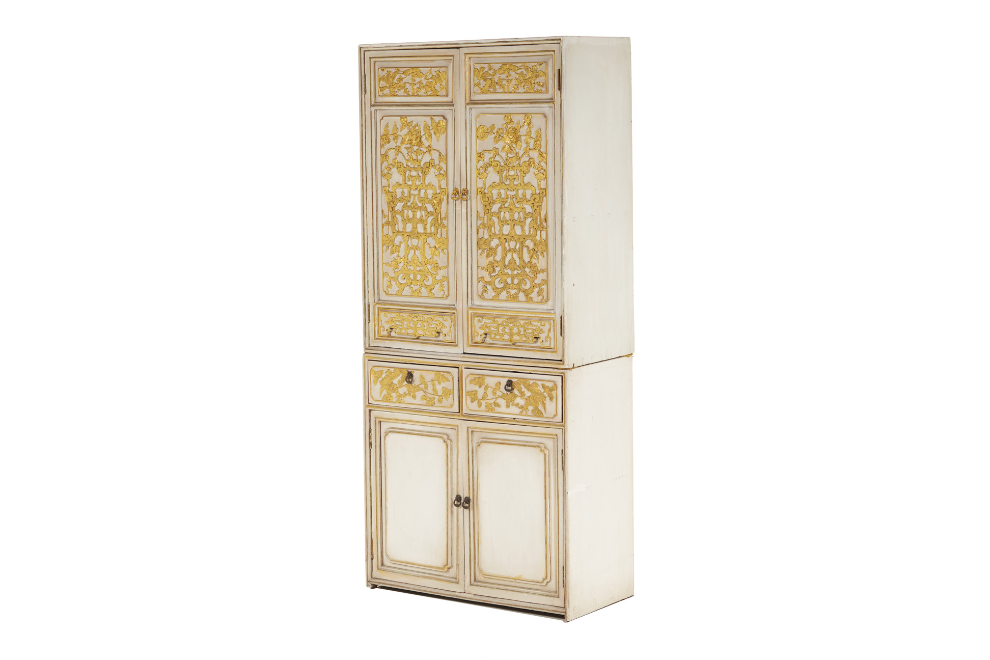 A CHINESE STYLE SILVER & GILT PAINTED CABINET - Image 2 of 4