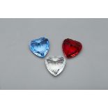 THREE SWAROVSKI CRYSTAL HEARTS PAPERWEIGHTS