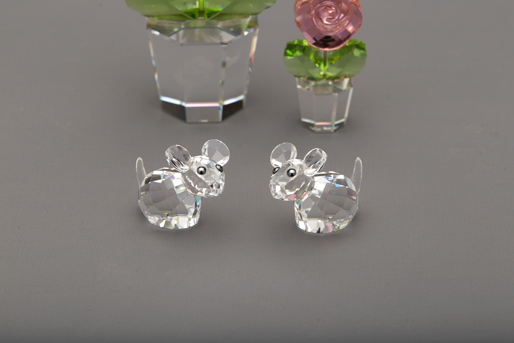 TWO SWAROVSKI CRYSTAL FLOWERS & TWO MICE - Image 3 of 6