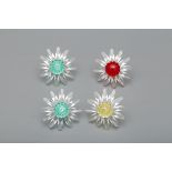 FOUR SWAROVSKI DAISY FLOWERHEADS