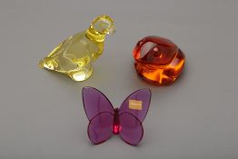 THREE BACCARAT COLOURED ANIMAL FIGURINES