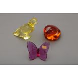 THREE BACCARAT COLOURED ANIMAL FIGURINES