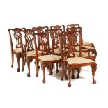 A SET OF 10 GEORGE III STYLE DINING CHAIRS