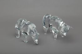 TWO GLASS SCULPTURES OF ANIMALS