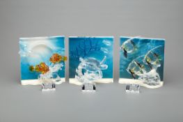 THREE SWAROVSKI 'WONDERS OF THE SEA' SCULPTURES