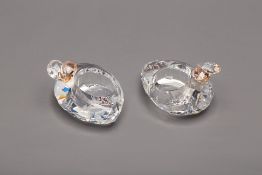 TWO SWAROVSKI CRYSTAL TEA LIGHT HOLDERS