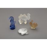 FOUR LALIQUE CRYSTAL ANIMAL FIGURINES