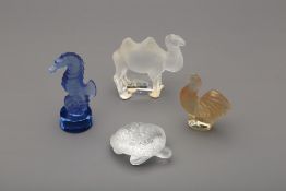 FOUR LALIQUE CRYSTAL ANIMAL FIGURINES