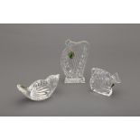 THREE WATERFORD CRYSTAL PAPERWEIGHTS