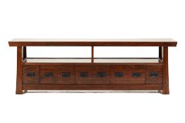 A SHINTO STYLE WALNUT TV CONSOLE