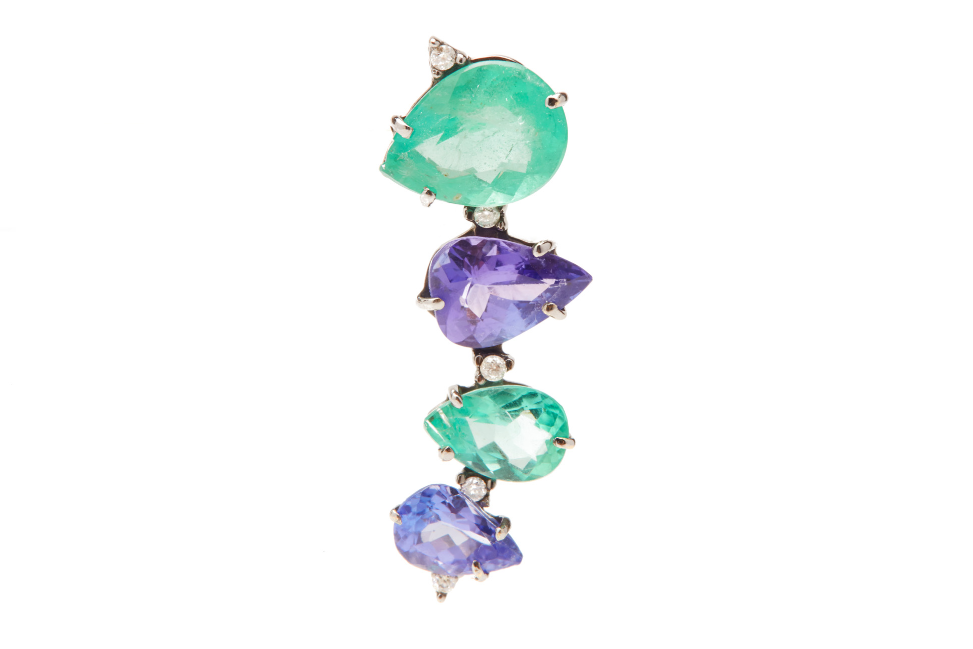 A PAIR OF TANZANITE AND EMERALD EARRINGS - Image 3 of 3