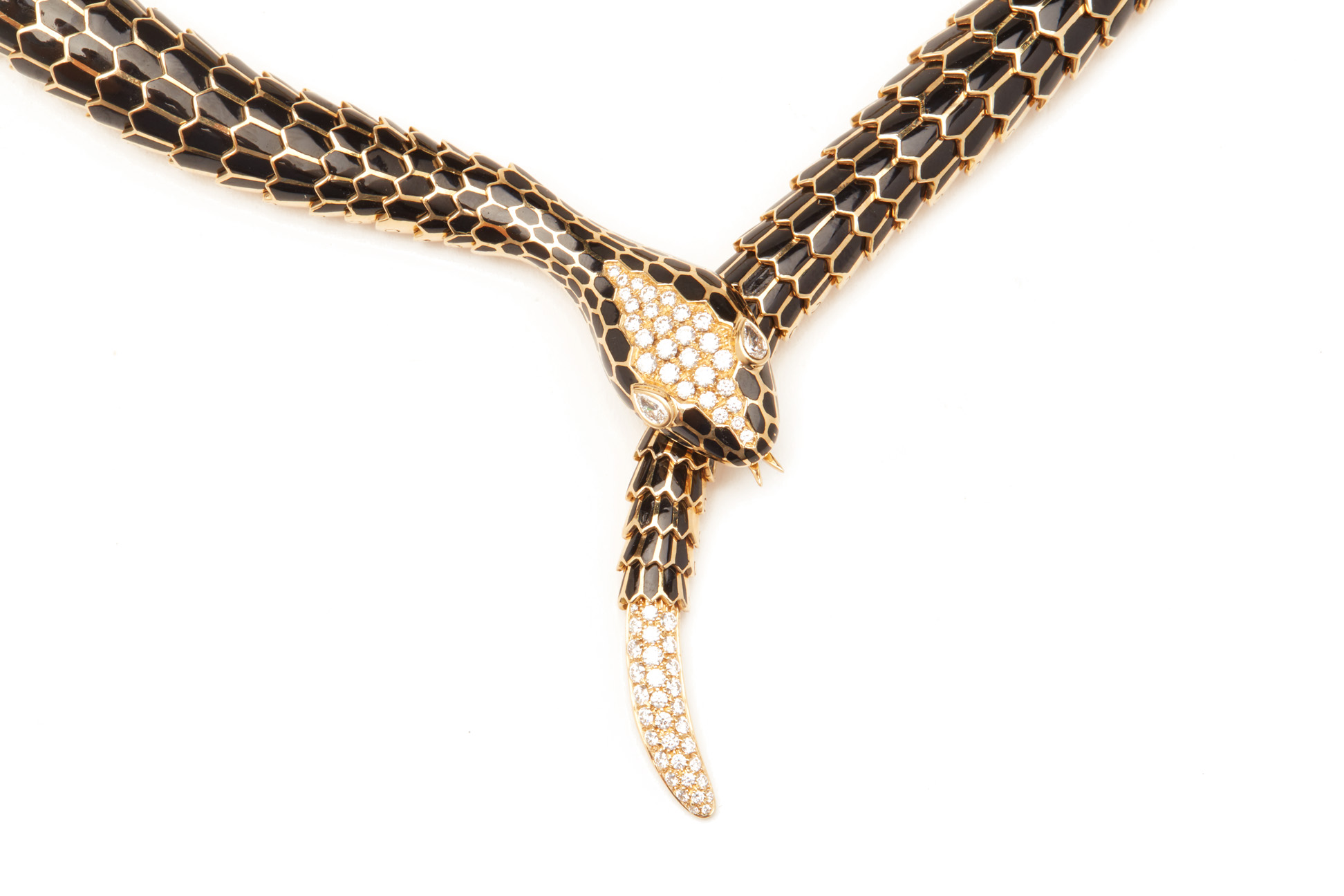 A GOOD ARTICULATED ENAMEL & DIAMOND SNAKE NECKLACE - Image 4 of 4