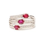 A PLATINUM RUBY AND DIAMOND RING