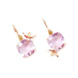 A PAIR OF AMETHYST AND MULTI GEM-SET BEE EARRINGS