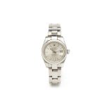A ROLEX STAINLESS STEEL OYSTER PERPETUAL LADY DATEJUST WATCH