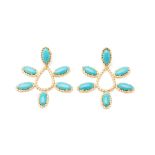 A PAIR OF 18K GOLD TURQUOISE DROP EARRINGS