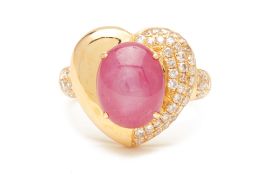 A RUBY AND DIAMOND RING