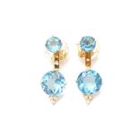 A PAIR OF BLUE TOPAZ AND WHITE SAPPHIRE DROP EARRINGS