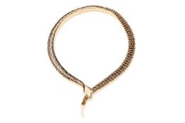 A GOOD ARTICULATED ENAMEL & DIAMOND SNAKE NECKLACE