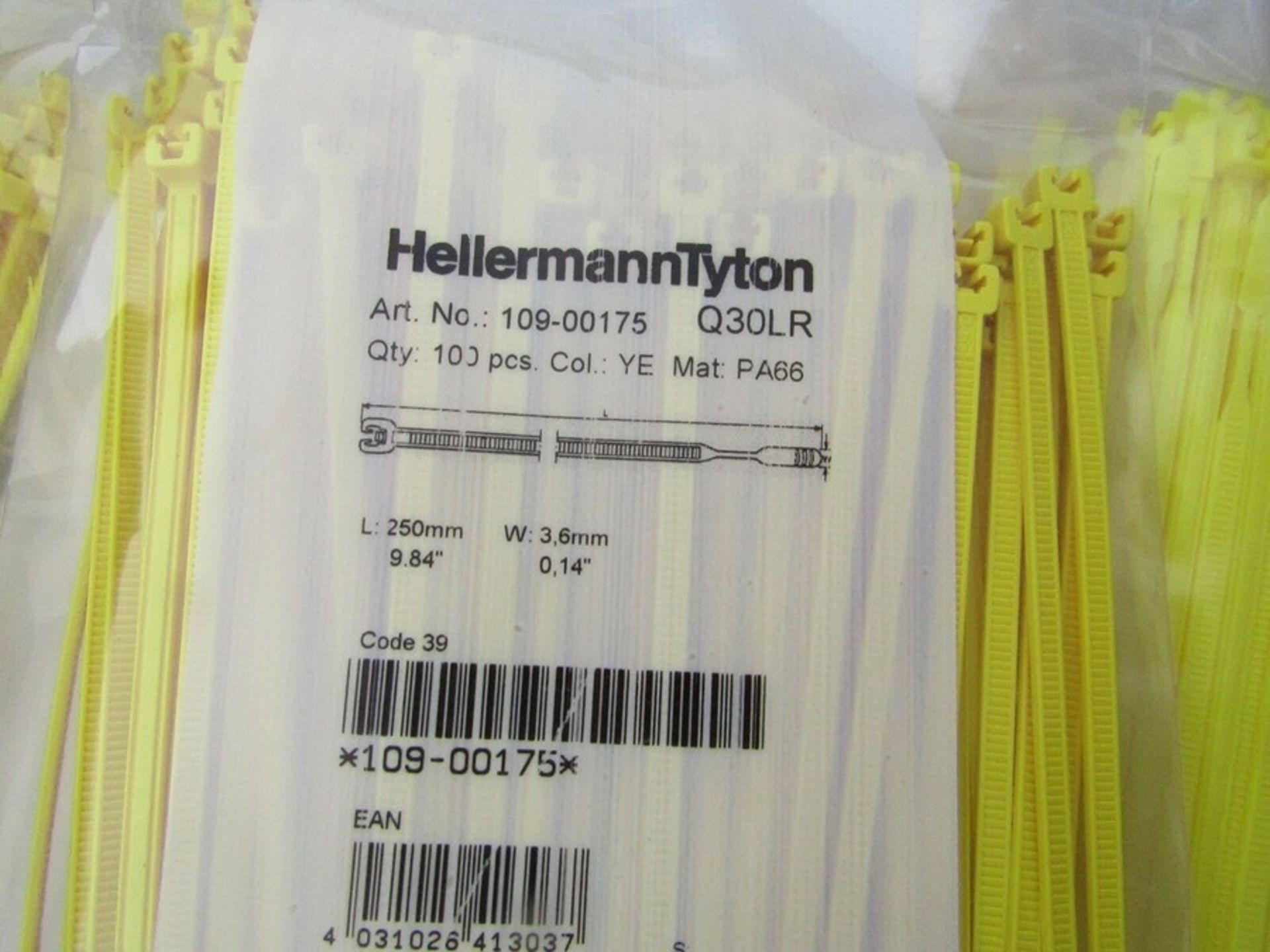 2500 x HellermannTyton Yellow Nylon Cable Q Ties 250mm x 3.6mm H7CB 8004160 - Image 2 of 2