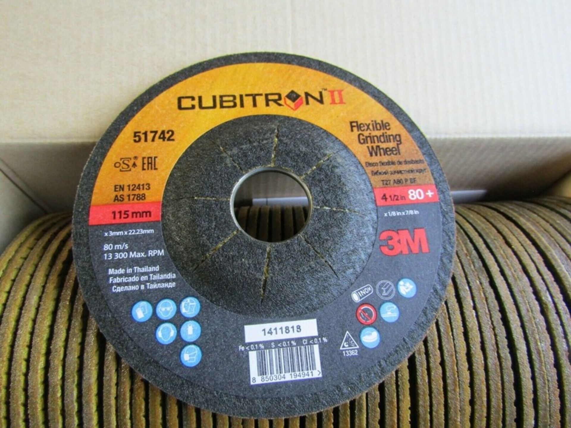 BOX of 50 x 3M Cubitron II Ceramic Grinding Wheel 115mm Dia P80 Grit 3m 01793495