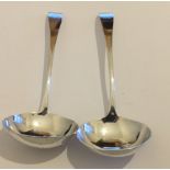 Pair of George 111 London Silver Sauce Ladles - 177mm long by Eley and Fearn dated 1801.