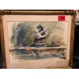 Antique Dutch Duyster School Watercolour - actual Watercolour 12 1/4" x 9".