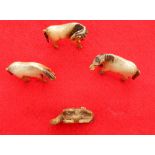 Vintage Set of 4 equine figures in bone. Standing examples approx. 2 ins x 1.3 ins.  The cost of