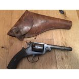 Antique J Adams&Co London Patent Revolver and Holster - 260mm long - 10.5mm caliber.