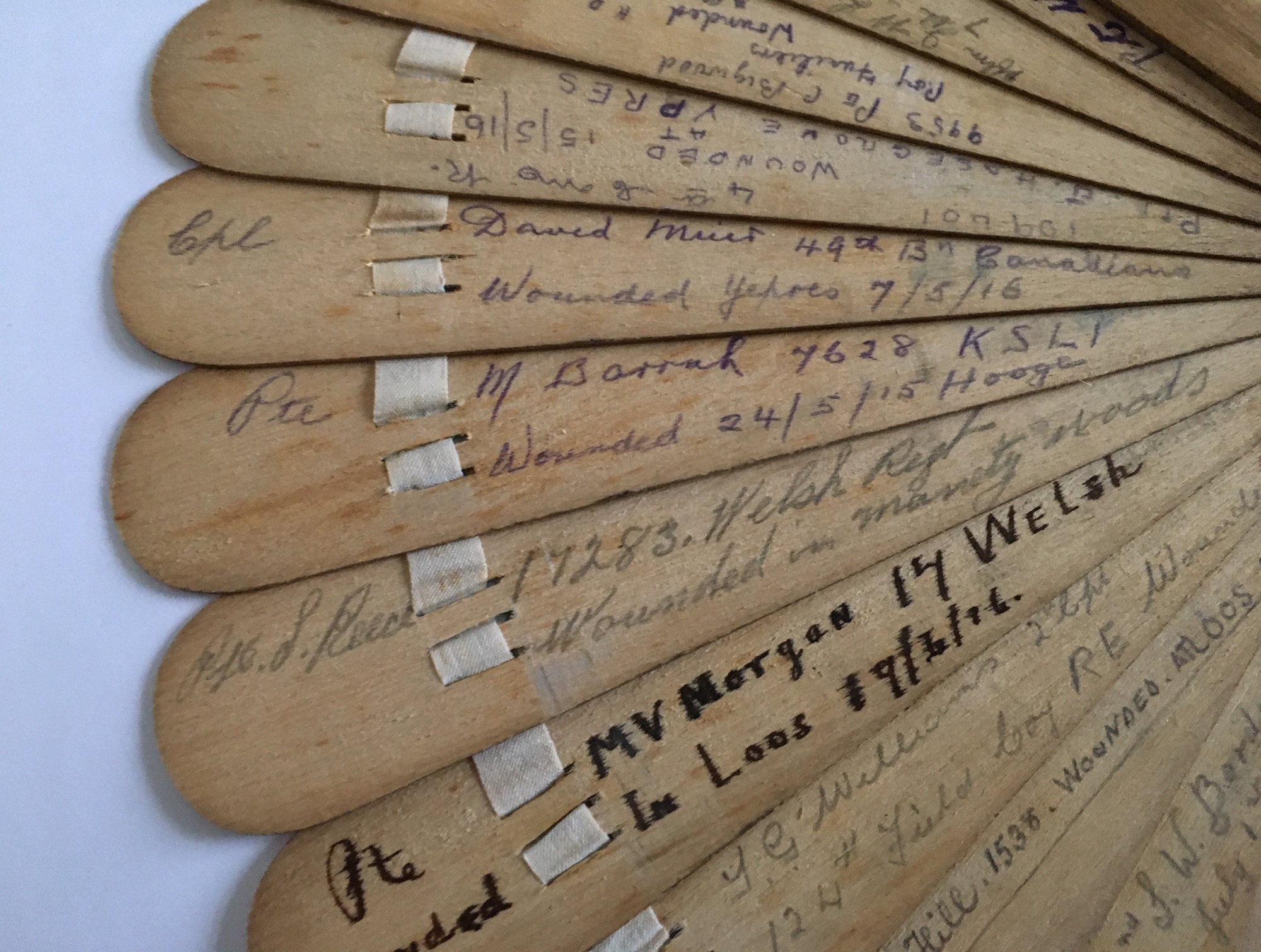 World War One Nurse associated? Wounded Soldier inscribed Fan - 7 1/4" long. - Image 5 of 7