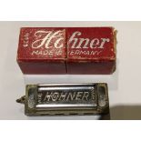 Vintage Boxed Miniature Hohner Playable Harmonica - 35mm long.