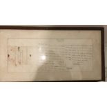 Framed letter from the H.M.S. Victory dated 1833 - 28" x 15".