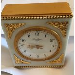 Vintage Hour Lavigne Paris Marble and Gilt Metal Mantel Clock - 7 1/4" x 6" x 2 1/4" working