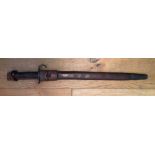 Sanderson 1907 Hooked Quillon Bayonet and Scabbard - 56cm overall.