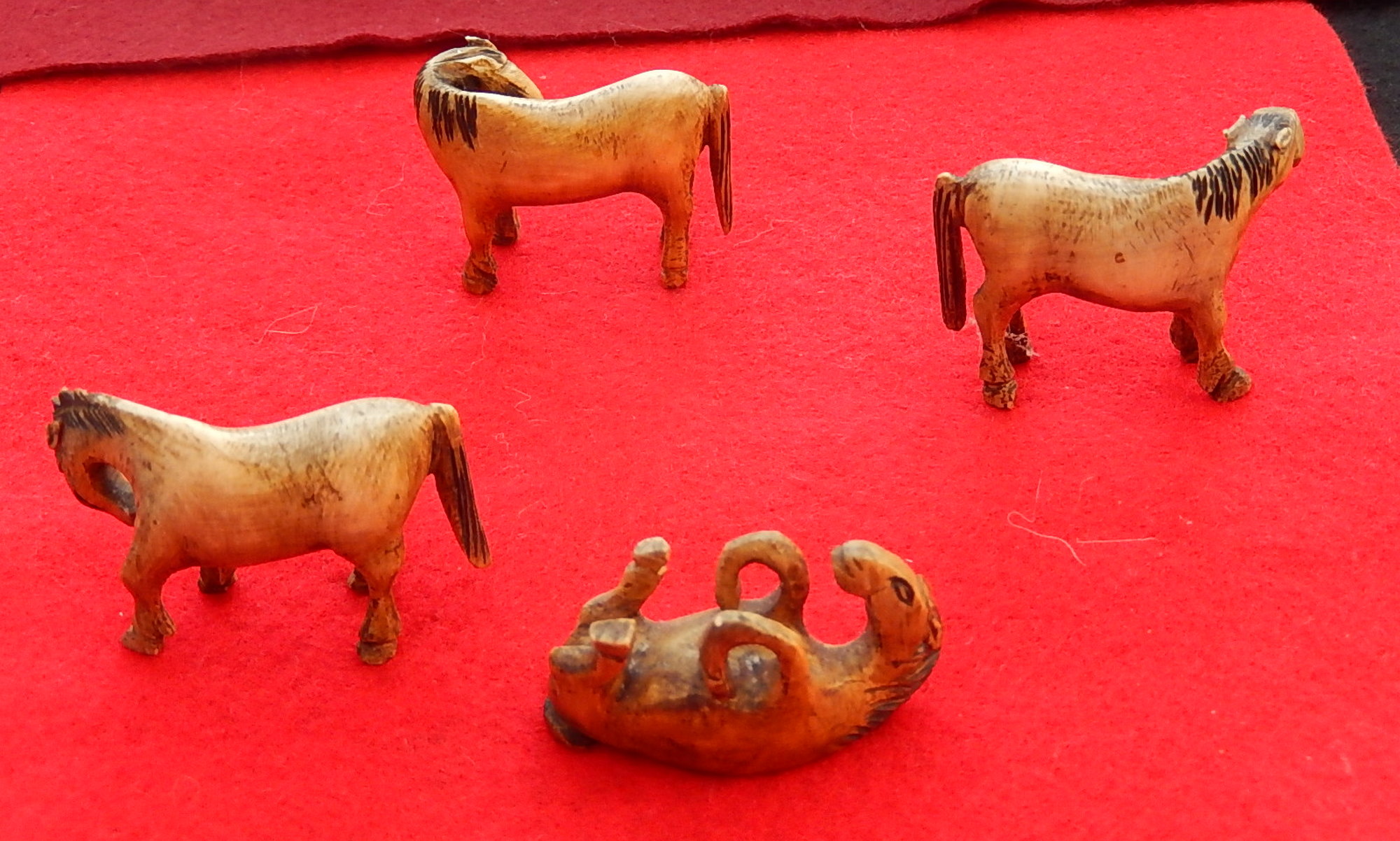 Vintage Set of 4 equine figures in bone. Standing examples approx. 2 ins x 1.3 ins.  The cost of - Image 3 of 3