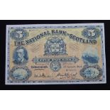 National Bank of Scotland £5 Banknote, dated 3rd January 1944.