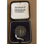 Vintage Boxed Silver "Be Aye Sticking in a Tree" Medal dated 1935.