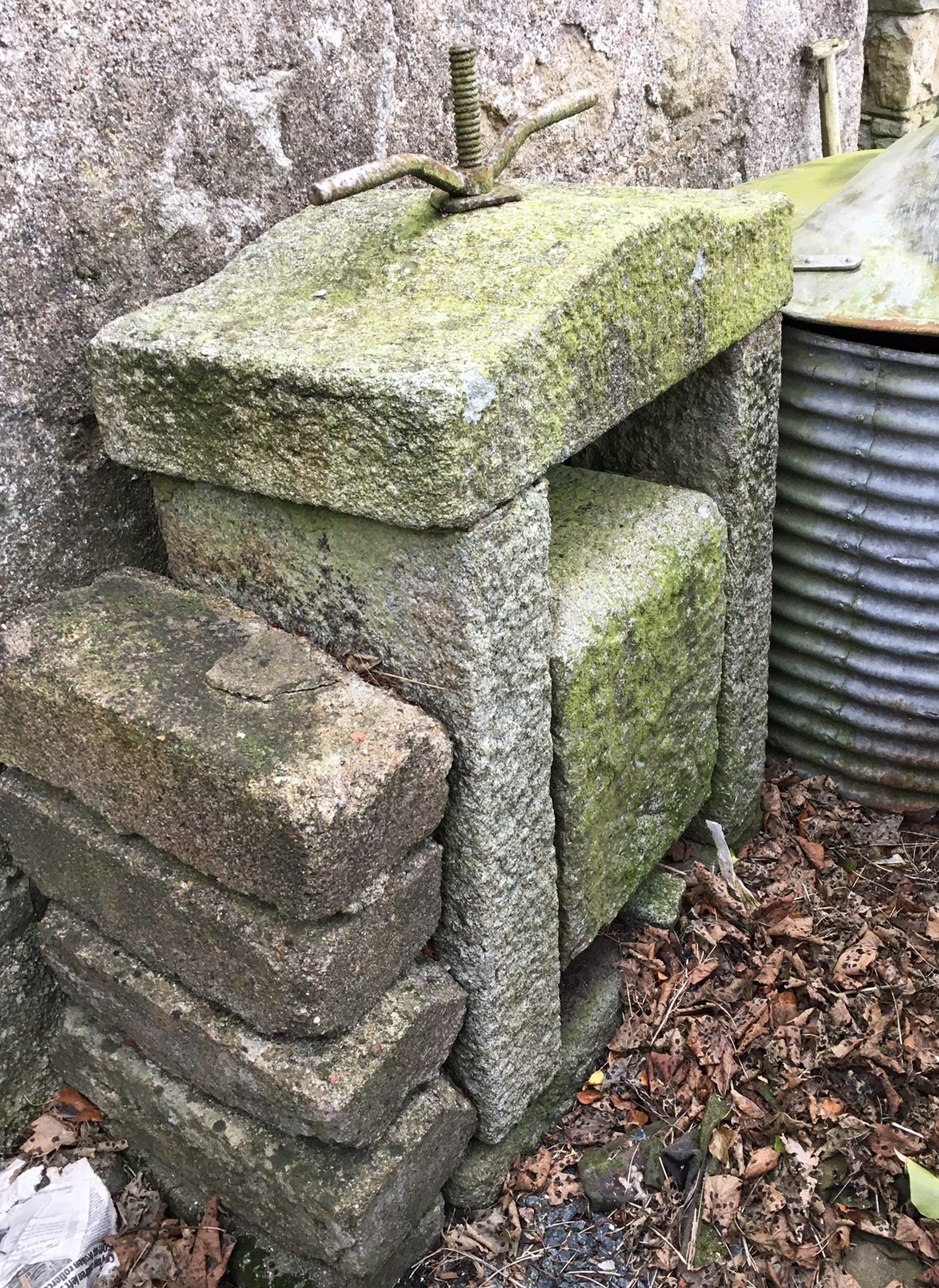 Antique Scottish Granite Cheese Press with Curved Top.