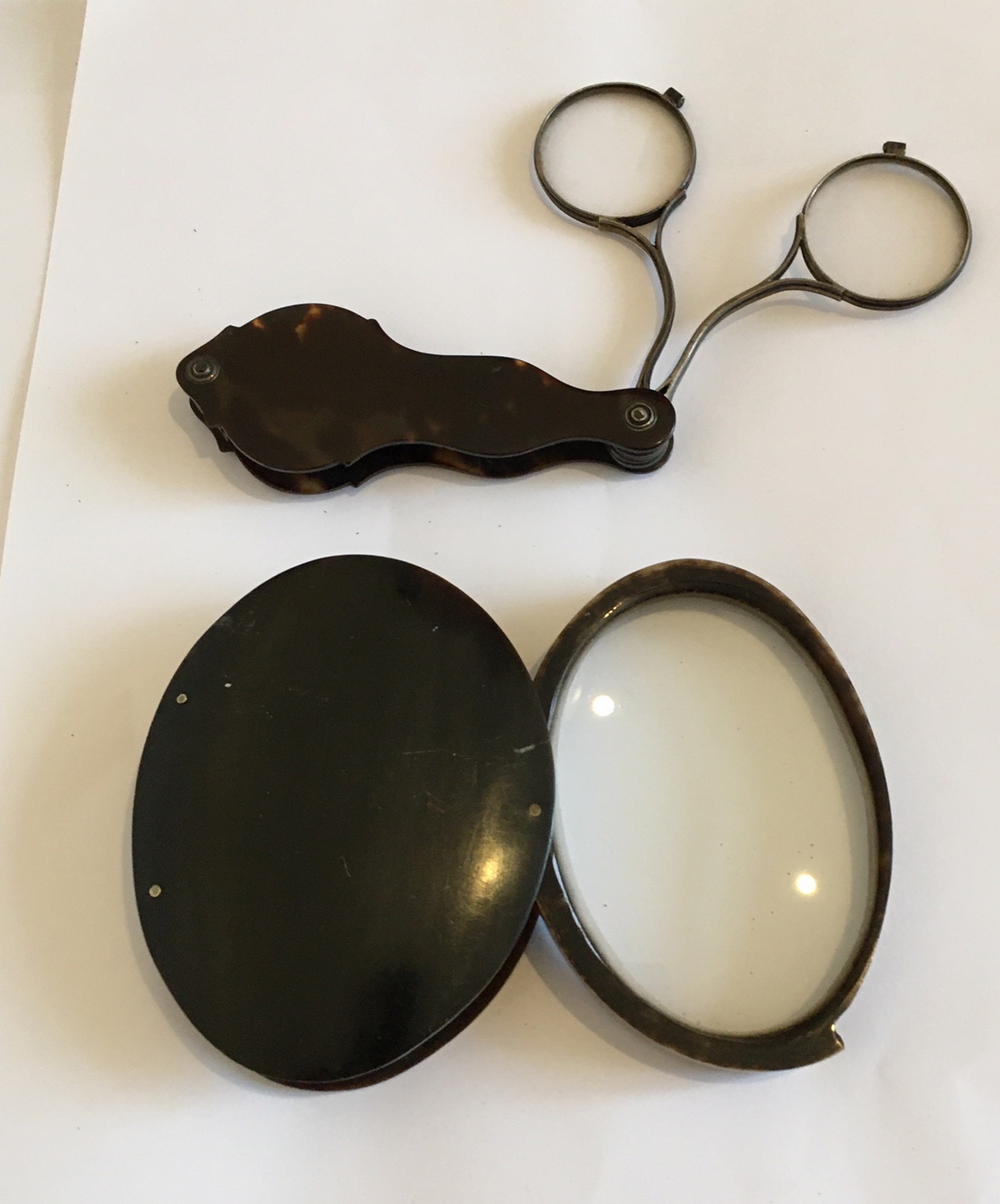 Lot of 2 Antique Tortoiseshell and Horn Magnifying Glasses.