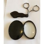 Lot of 2 Antique Tortoiseshell and Horn Magnifying Glasses.