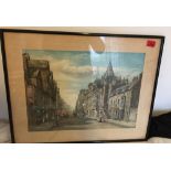 Antique Watercolour of Street Scene with Soldiers etc - by R S Reid - actual Watercolour 20" x 15".