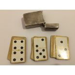 Vintage Silver Domino Card Holder with 28 Cards.