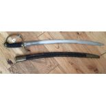 Antique R S Garden, Picadilly, London Naval Cutlass with Scabbard - 74cm overall length.