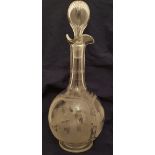 A  Presentation Victorian Engraved Blacksmith's Glass Decanter dated 1860. The decanter features 3
