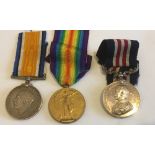 World War One Military Medal Group of 3 to the Manchester/Liverpool Regiments.