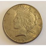 American 1922 Silver Liberty Dollar.