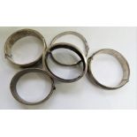 Lot of 5 Vintage Silver Bangles - 120 grams weight.