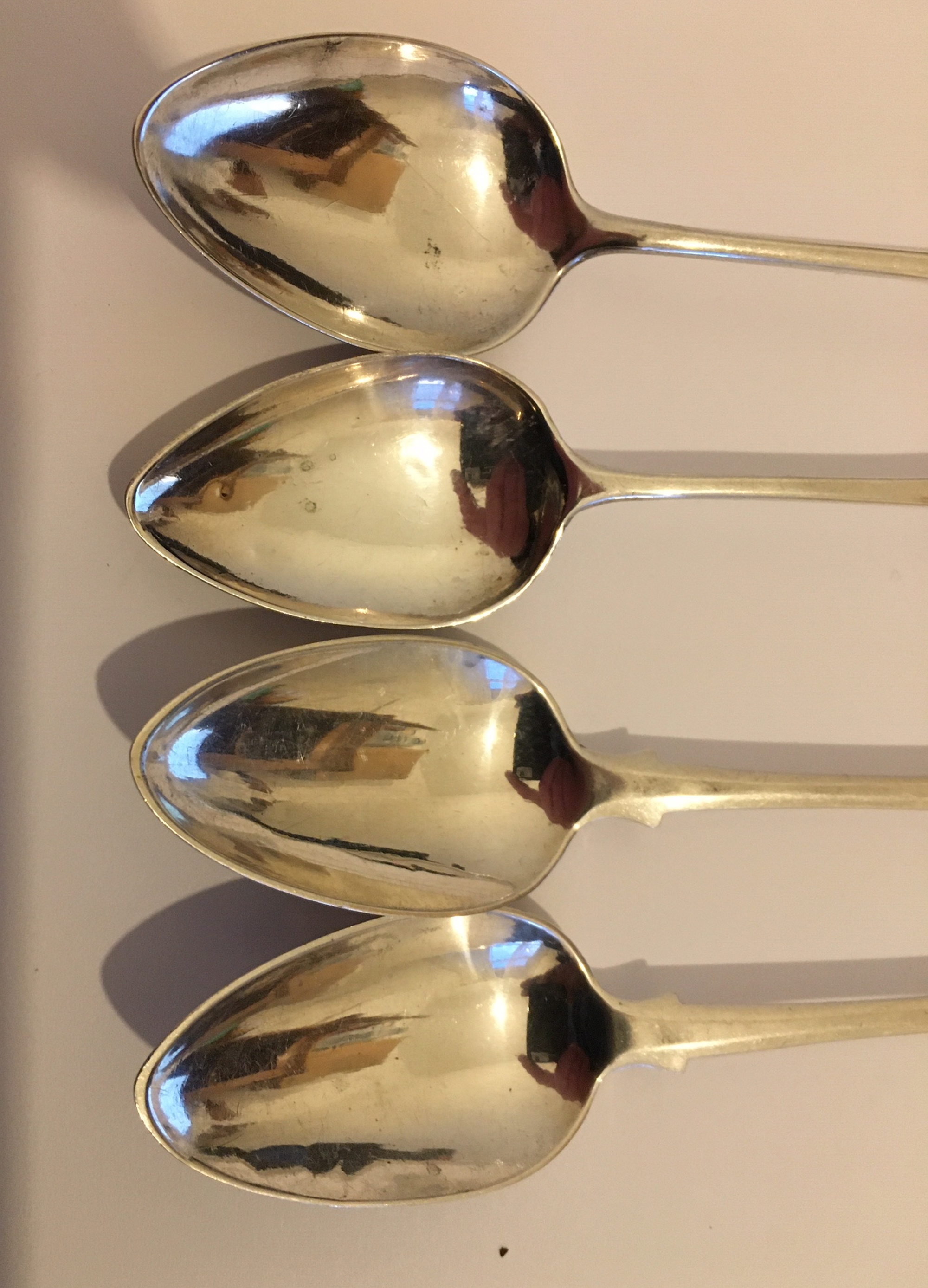 Lot of 4 Scottish Provincial Silver Aberdeen Teaspoons by P Lambert and J Erskine. - Image 2 of 7