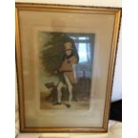 Antique Golfing Litho c1910 portrait of John Taylor and his Caddy signed in pencil by Will Henderson